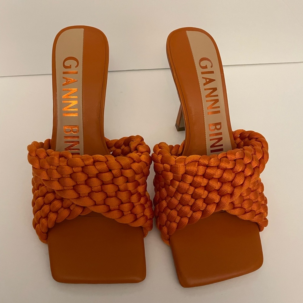 Gianni Bono Keira Woven Square Toe Heel Sandal